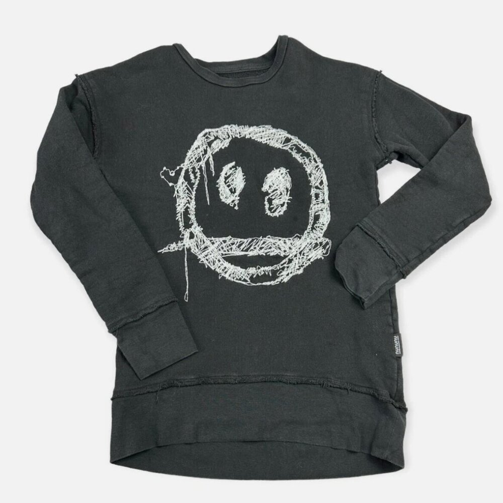 nununu Face Embroidered Tunic Sweatshirt Size 10/11 GUC